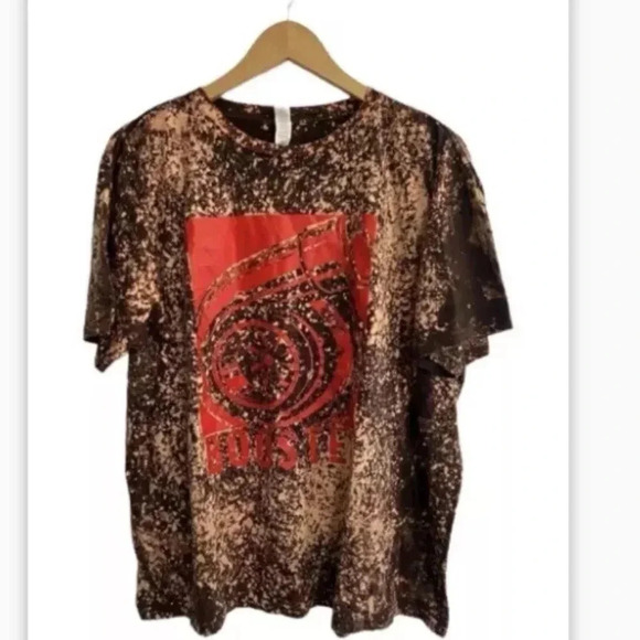 Women’s XL Racing Turbo Engine Car Motor Boosted Cropped T-shirt Bleached Grunge - Picture 4 of 11